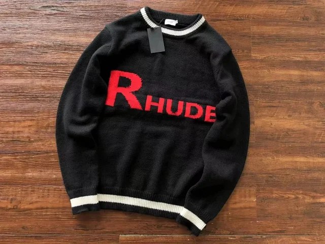   RHUDE New Simple Contrast Color Design Letter Loose Sweater -2