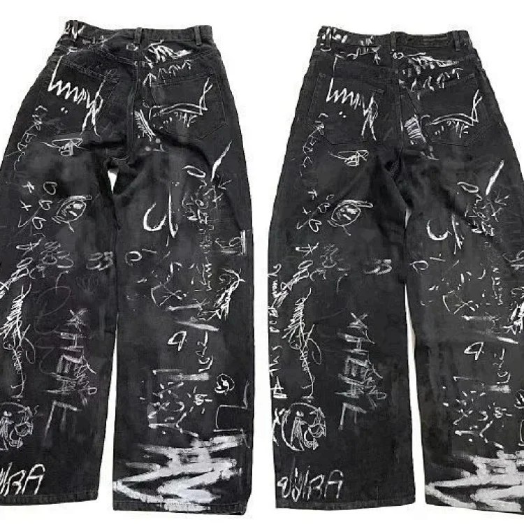 Balenciaga Graffiti Washed Denim Trousers [1 style] -3