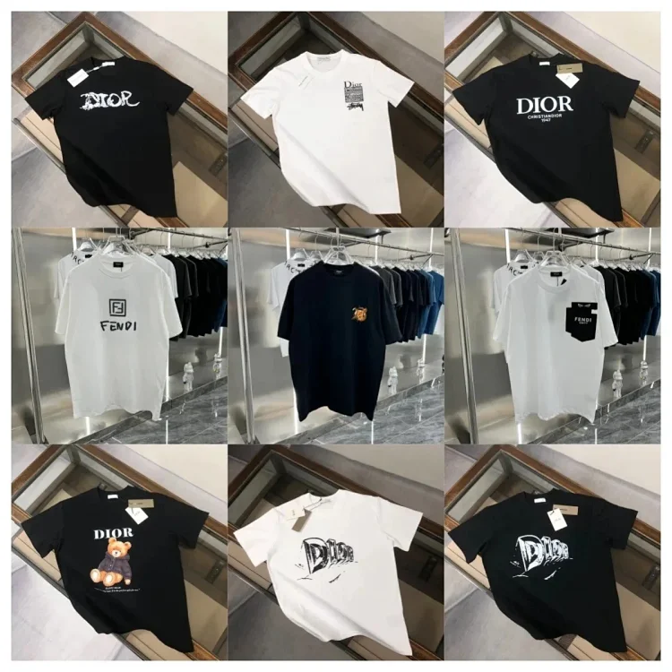  Dior and Fendi Logo T-Shirts 