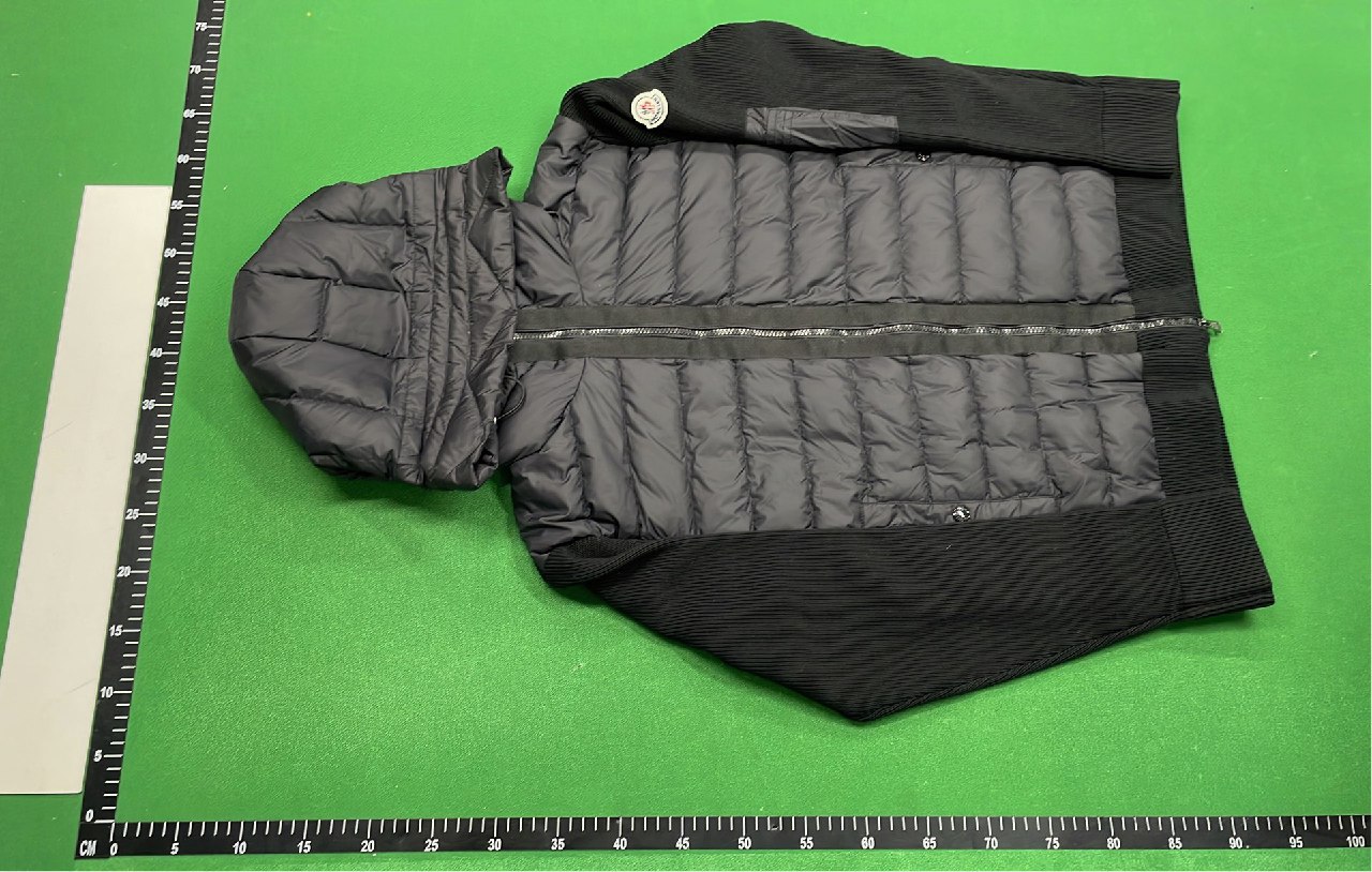 Moncler Men's Black Knit-Sleeve Down Jacket with Hood -4