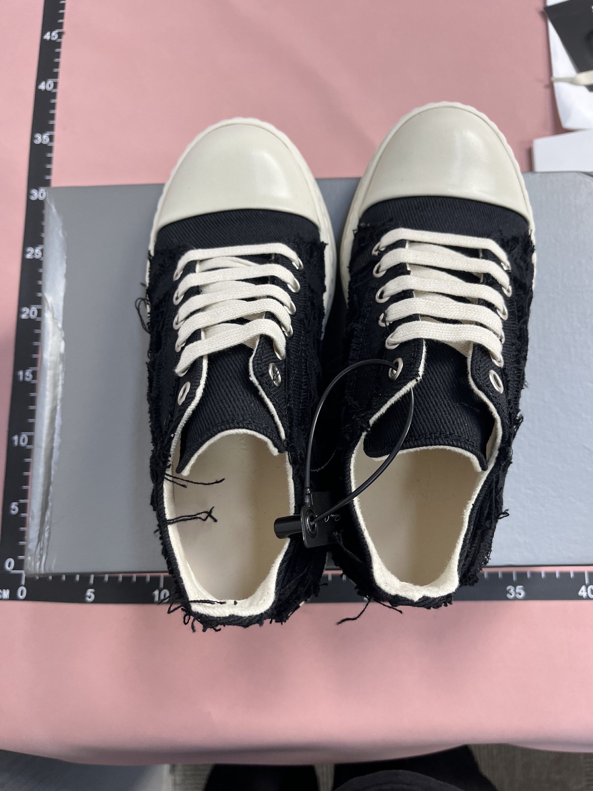 Distressed Denim Sneakers with White Sole and Lace-Up Design -3