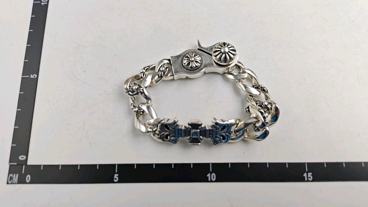 Chrome Hearts Silver Floral Bracelet for Men - Luxury Gothic Jewelry  Accessories -3