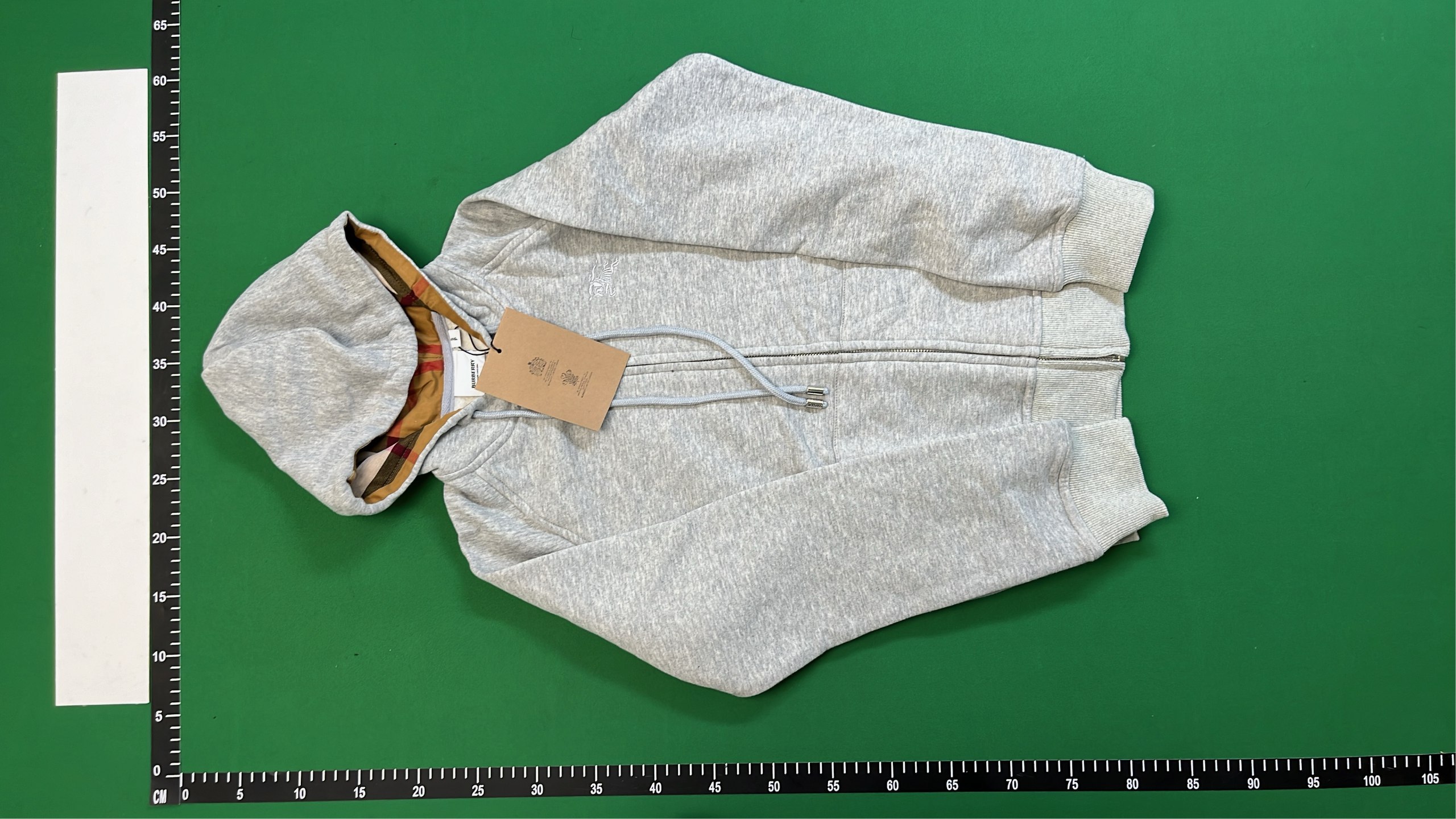  Burberry Black Fleece Zip-Up Hoodie with Check Lining -4