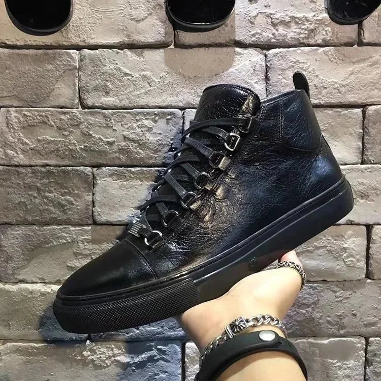 balenciaga arena shoes leather black -4