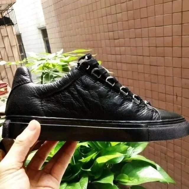 balenciaga arena shoes leather black -2