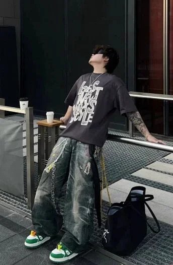 Graffiti Oil Painting Wide Jeans -4
