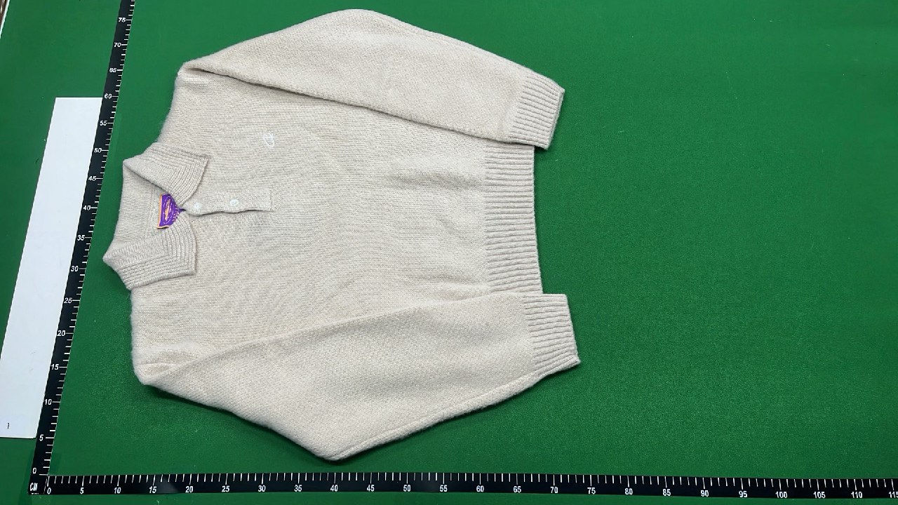 Vintage Cream Knit Polo Sweater with Purple Label -4